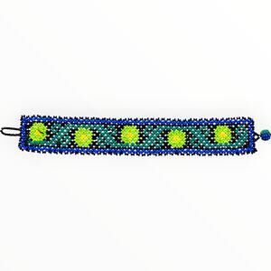 Beaded Mayan Aztec Pattern Bracelet Handmade Jewelry 7"x1"